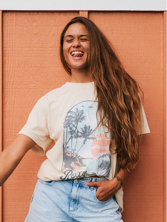 Roxy Roxy T-Shirt ERJZT06023 Μπεζ Regular Fit