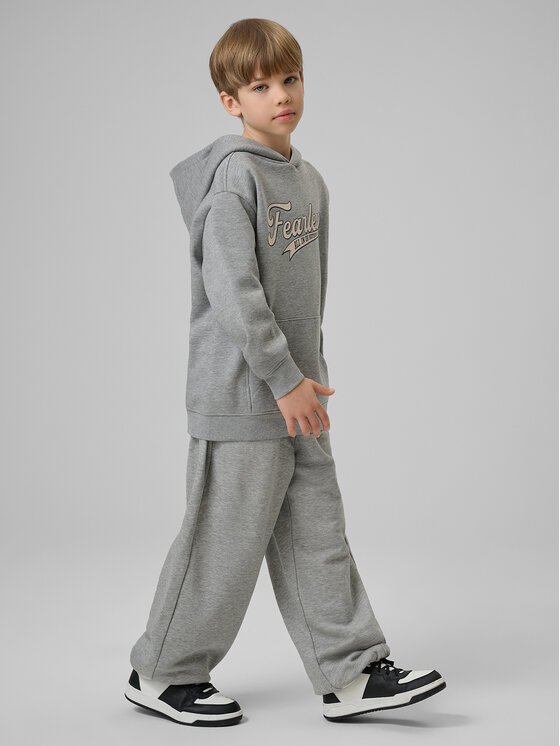 4F 4F Spodnie dresowe CAMPUS VIBES Szary jasny Loose Fit
