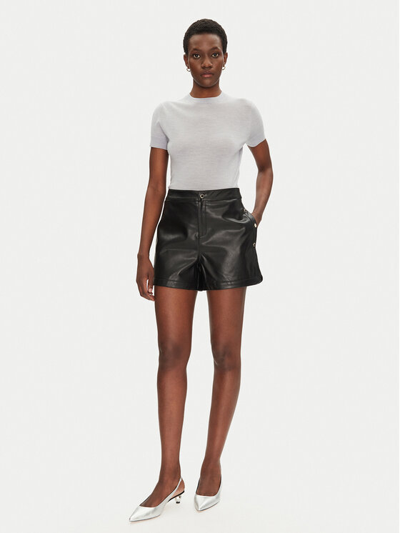 Morgan Morgan Pantaloni scurți din imitație de piele 251-SHELLY M Negru Regular Fit