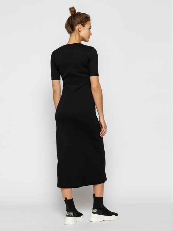 Calvin Klein Sukienka dzianinowa Rib Jersey K20K201822 Czarny Slim Fit