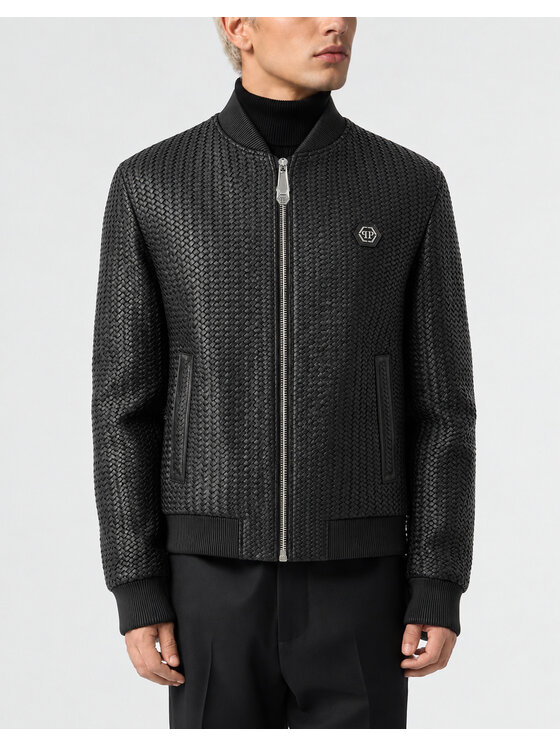 PHILIPP PLEIN PHILIPP PLEIN Kožená bunda 31050 Černá Regular Fit