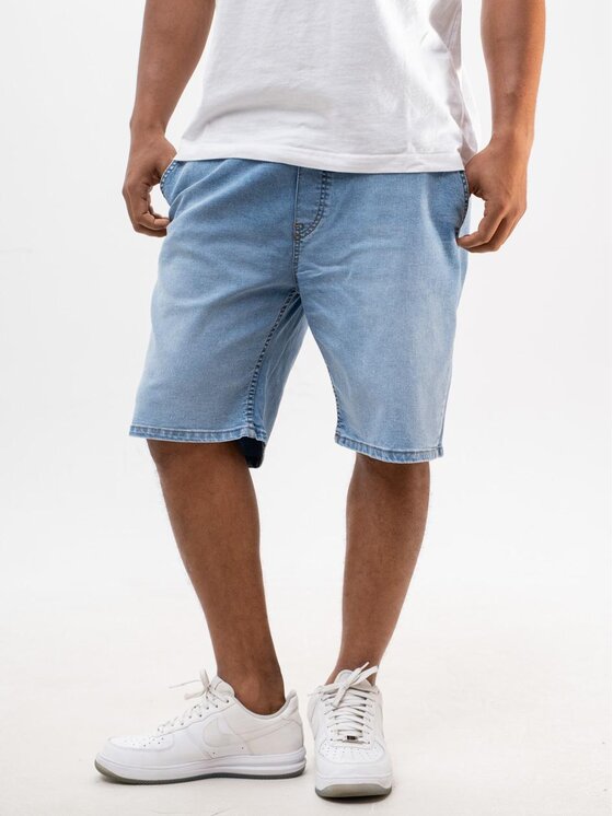 Jigga Wear Jigga Wear Szorty jeansowe Krótkie Spodenki Jeansowe Baggy Męskie Niebieskie Złote Jigga Korona XL Niebieski Baggy Fit