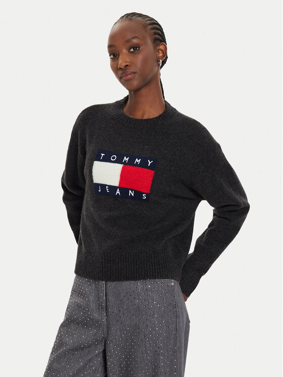 Tommy Jeans Tommy Jeans Sweater Flag DW0DW18681 Fekete Relaxed Fit