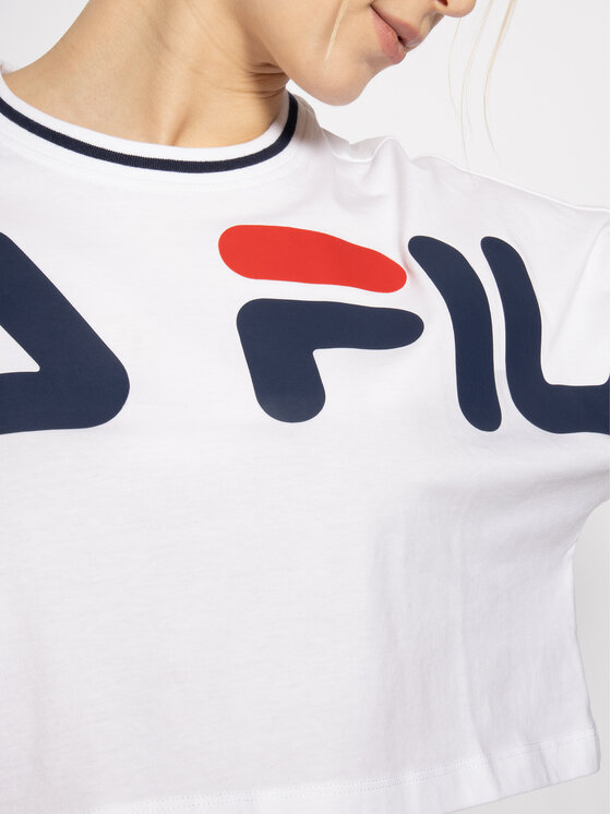 Fila T Shirt Barr 687497 Biały Oversize Modivopl 1309