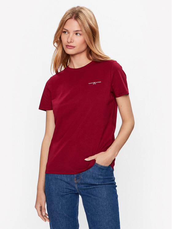 Tommy Hilfiger Majica 1985 WW0WW37877 Bordo rdeča Regular Fit