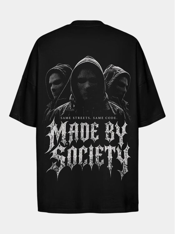 MADE BY SOCIETY MADE BY SOCIETY T-Shirt Three Fold - T18058 Czarny Basic Fit