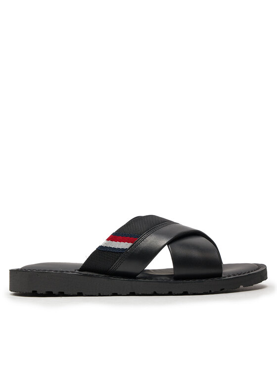 Tommy Hilfiger Tommy Hilfiger Pantoletten Core Hilfiger Lth Criss C Sandal FM0FM05010 Schwarz