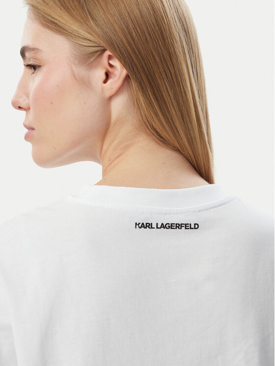 KARL LAGERFELD KARL LAGERFELD T-Shirt Rhinestone B4W17048 Λευκό Relaxed Fit