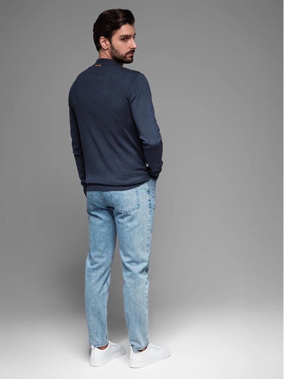 Ombre Ombre Sweter OM-SWZS-0124 Granatowy Regular Fit