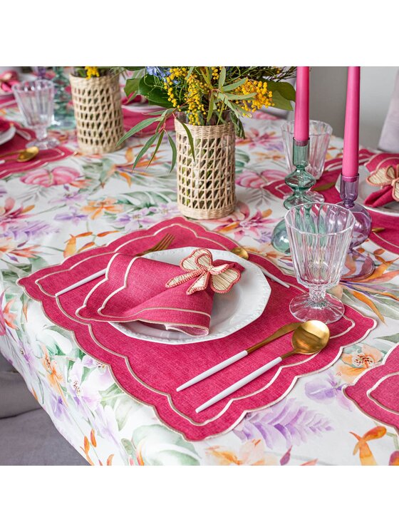 Roseberry Home Roseberry Home Podkładka na stół haftowana Magenta Onde Różowy