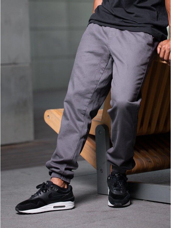 Jigga Wear Jigga Wear Spodnie materiałowe Spodnie Materiałowe Jogger Ze Ściągaczem Jigga Wear Crown Ciemne Szare 6XL Szary Jogger Fit
