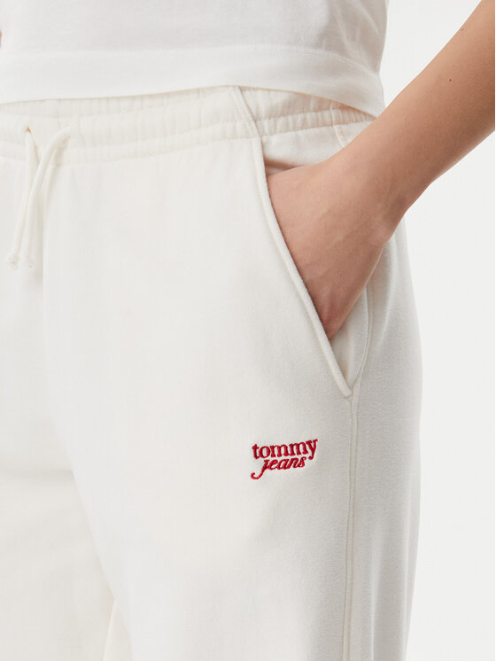 Tommy Jeans Tommy Jeans Долнище анцуг Script DW0DW20670 Екрю Relaxed Fit