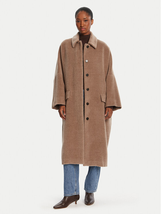 Marella Marella Vilnonis paltas Icam 2523016122 Smėlio Regular Fit