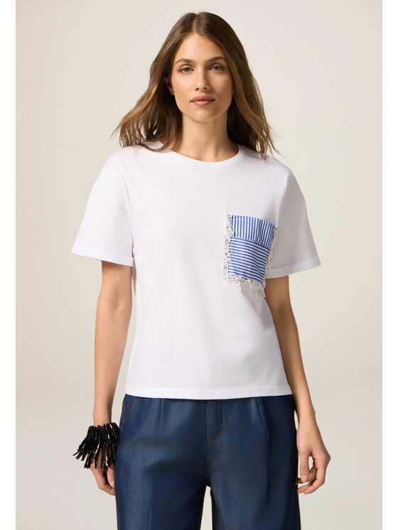 Oltre Oltre T-Shirt G048J004268N011 Biały Boxy Fit