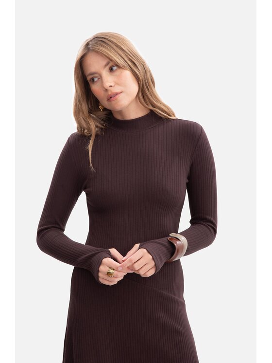 BeWear BeWear Sukienka dzianinowa b299 Brązowy Baggy Fit