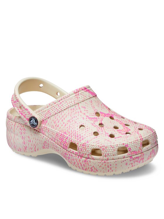 Crocs Crocs Klapki Classic Platform Snake Print Clog W 208231 Beżowy