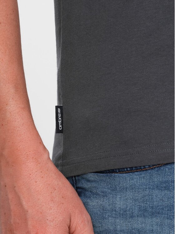 Ombre Ombre T-Shirt OM-TSBS-0145 Šedá Classic Fit