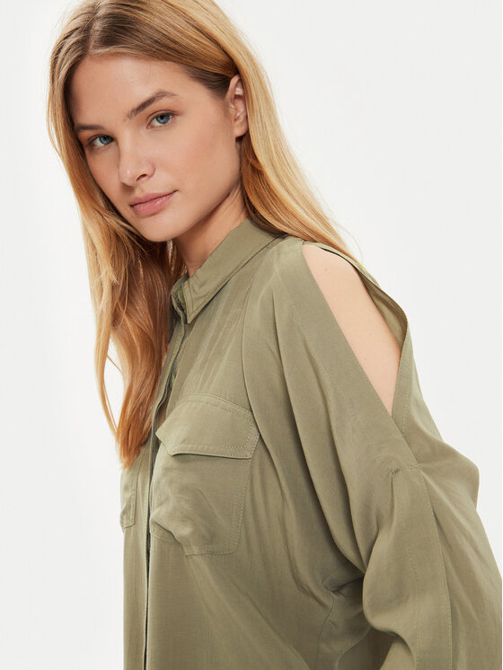 DKNY DKNY Koszula P4DM8X00 Zielony Regular Fit