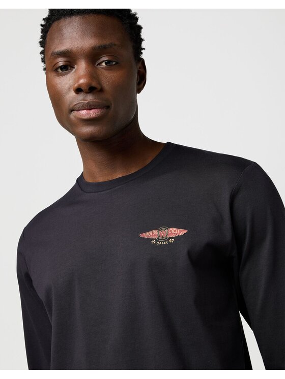 Wrangler Wrangler T-Shirt LS AMERICANA TEE Czarny Regular Fit