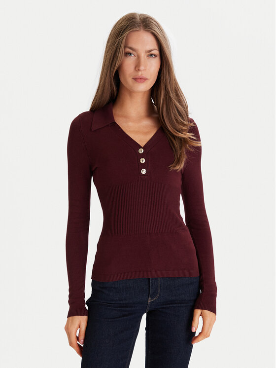 Morgan Sweter 252-MBANOU Bordowy Slim Fit