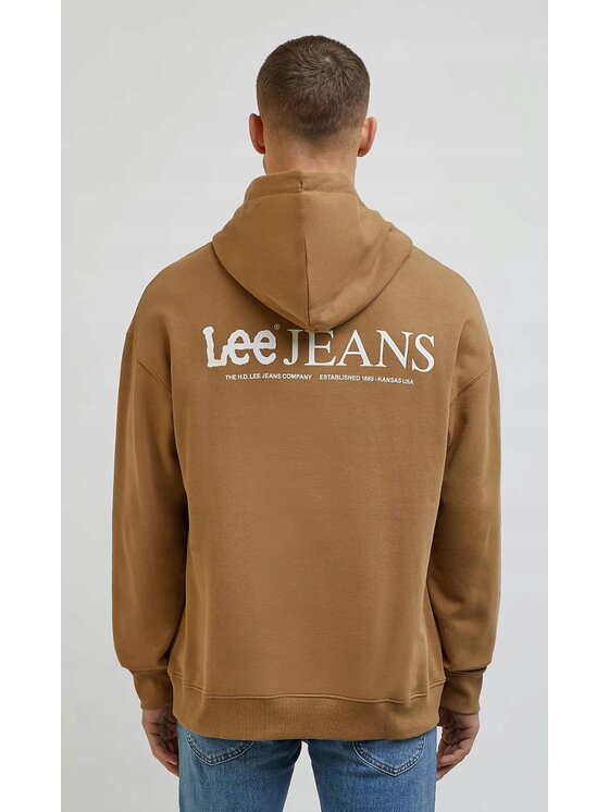 Lee Lee Bluza Loose Logo Hoodie Brązowy Hoodie Fit