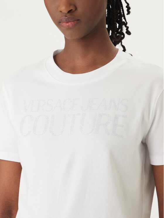 Versace Jeans Versace Jeans Тишърт 80HAHT09 Бял Regular Fit