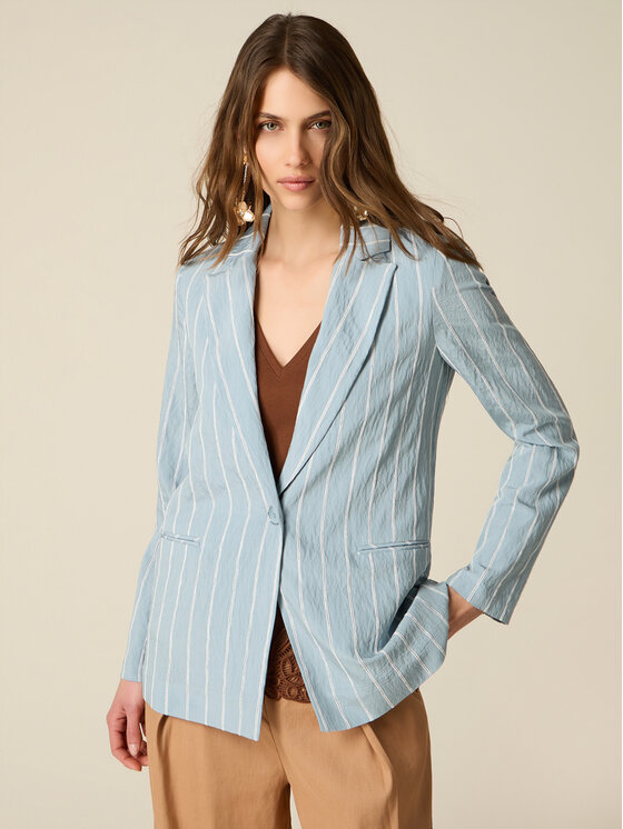 Oltre Oltre Marynarka R093R102475N0R4 Turkusowy Slim Fit