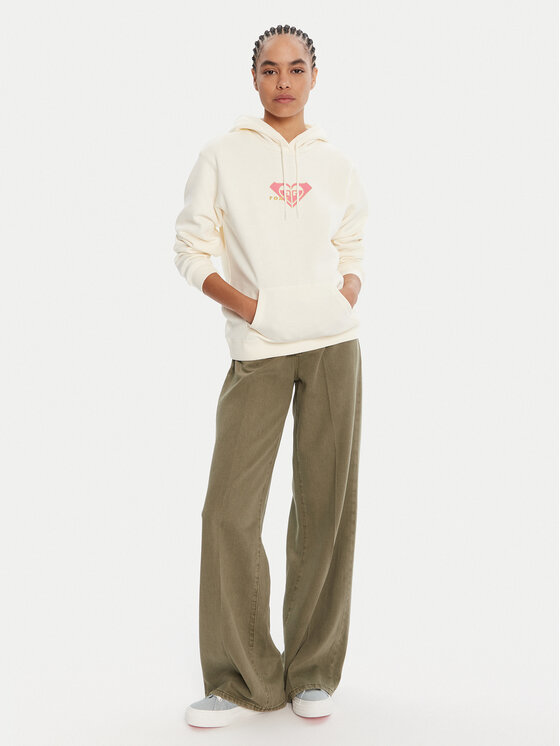 Roxy Roxy Majica dugih rukava Surf Stoked Crew Brushed Vint ERJFT05018 Écru Regular Fit