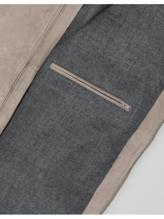Borgio Borgio Kurtka skórzana CALVI Beżowy Classic Fit