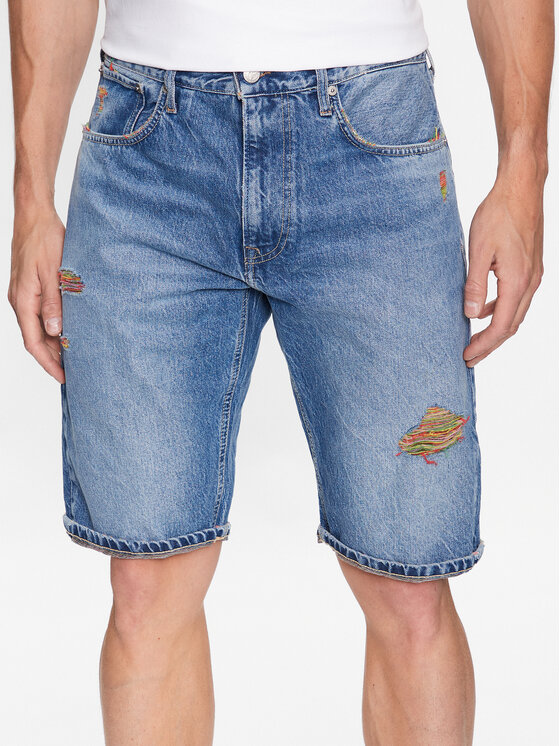 Pepe Jeans Džinsa bikses Callen Short Rainbow PM801021 Zils Relaxed Fit