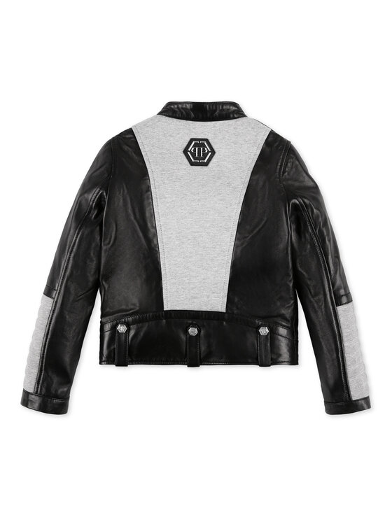 PHILIPP PLEIN PHILIPP PLEIN Kurtka skórzana 30335 Czarny Basic Fit