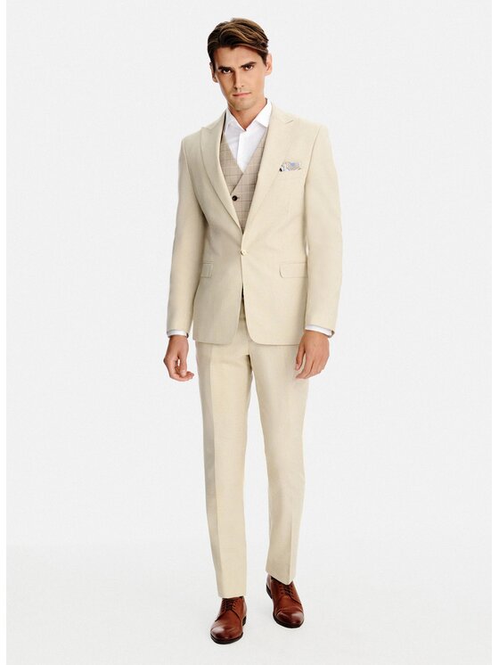 Pako Lorente Pako Lorente Spodnie garniturowe P26SF-6G-037 Beżowy Slim Fit