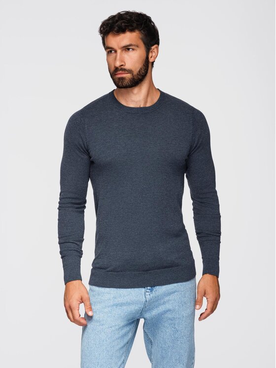 Ombre Ombre Sweter OM-SWBS-0106 Niebieski Regular Fit