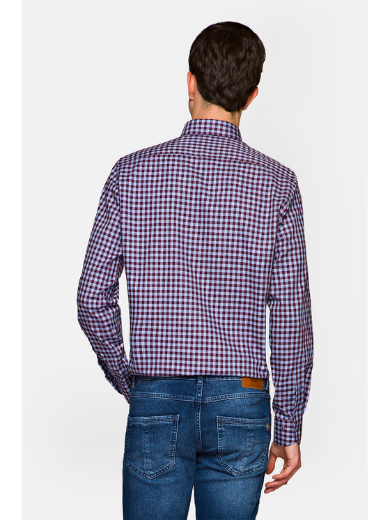 Lancerto Lancerto Koszula Mercury KO051217000072 Bordowy Regular Fit