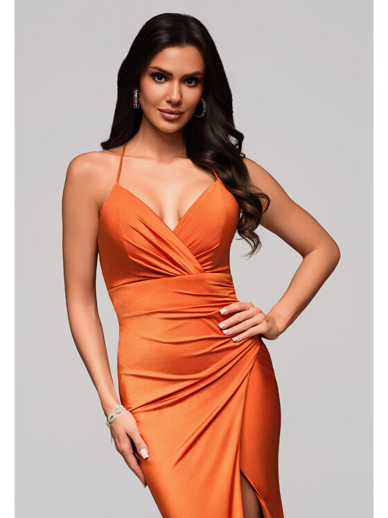 Ombre Ombre Sukienka wieczorowa LA-OM-DLR155 Pomarańczowy Regular Fit