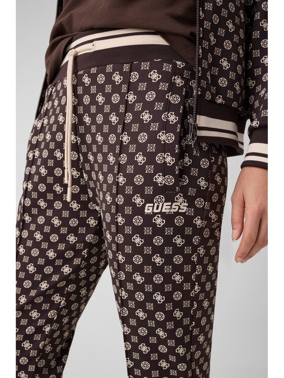 Guess Guess Kalhoty z materiálu 176829 Hnědá Classic Fit