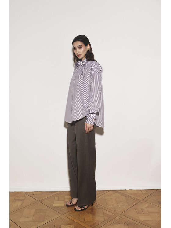 Entelier Entelier Koszula oversize Classic Brązowy Oversize