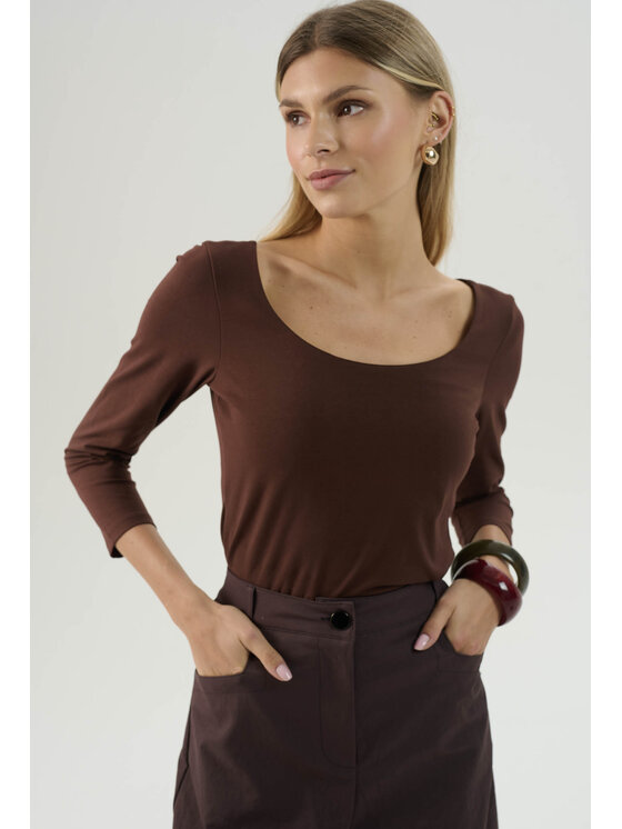 Femestage Femestage T-Shirt Femestage AB BASE TSH1580-016 Brązowy Regular Fit