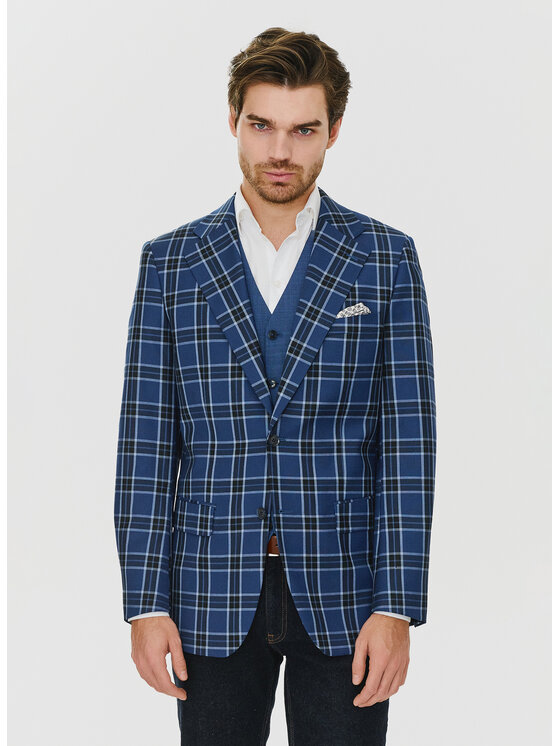 Pako Lorente Pako Lorente Marynarka P24SP-3X-002 Granatowy Slim Fit