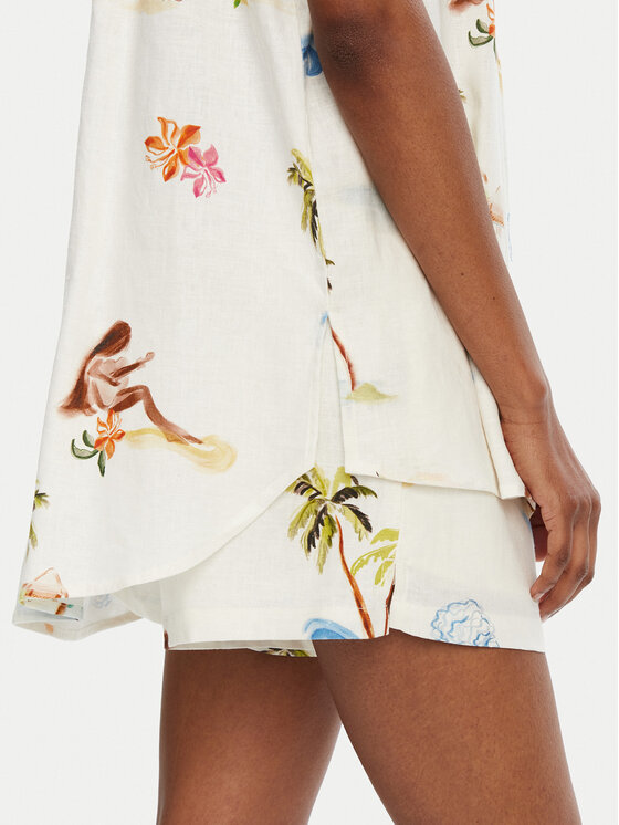 Seafolly Seafolly Koszula Isla Palm 55398-TO Écru Regular Fit