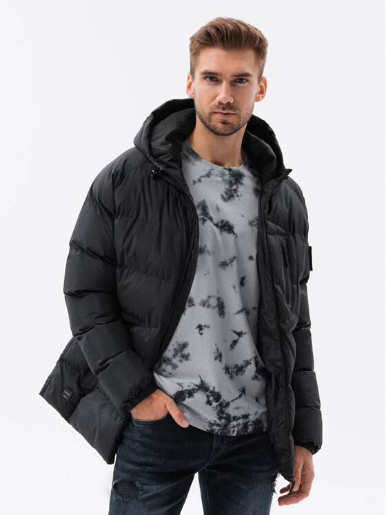 Ombre Ombre Zimní bunda OM-JAHP-0178 Černá Regular Fit