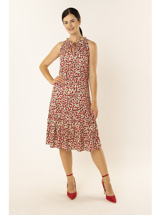 QUIOSQUE QUIOSQUE Každodenné šaty COLORO DRESS Červená Regular Fit