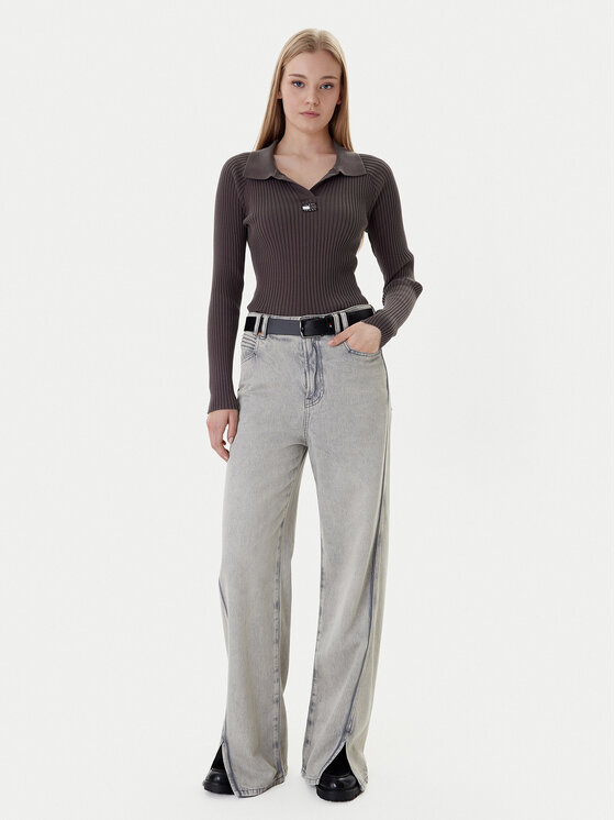 Tommy Jeans Tommy Jeans Sweter DW0DW22036 Brązowy Slim Fit