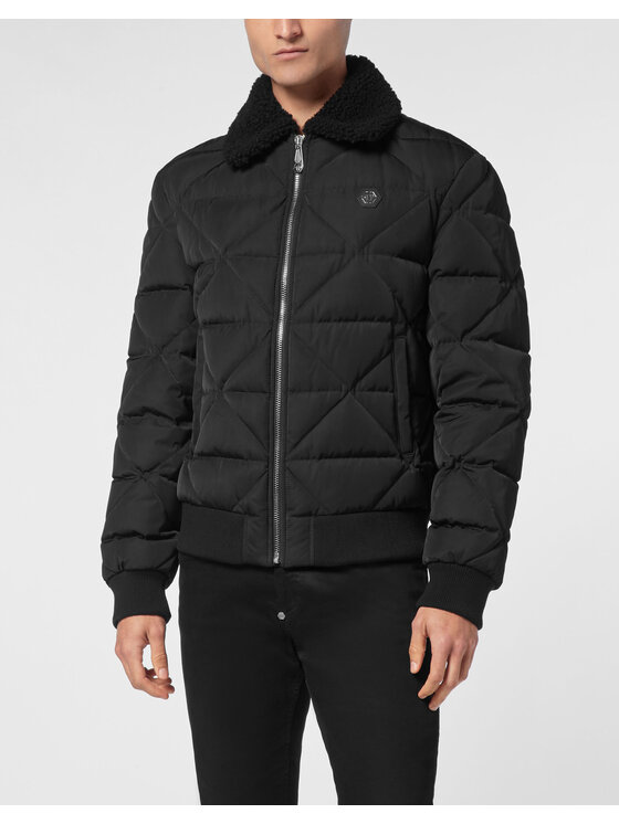 PHILIPP PLEIN PHILIPP PLEIN Vatovaná bunda 11605 Čierna Regular Fit