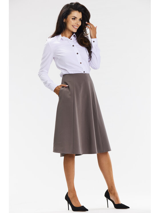Awama Awama Spódnica A673 Beżowy Basic Fit