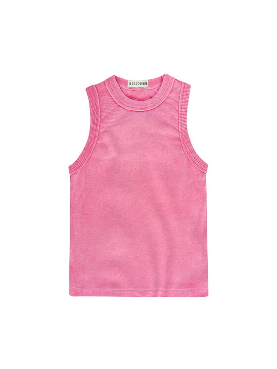 MissDenim MissDenim Top Washed Tank Top Różowy Basic Fit