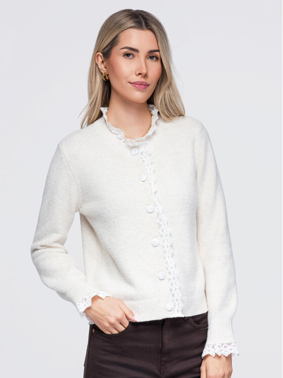 Ombre Ombre Svetr OW-SW-E0034 Béžová Slim Fit