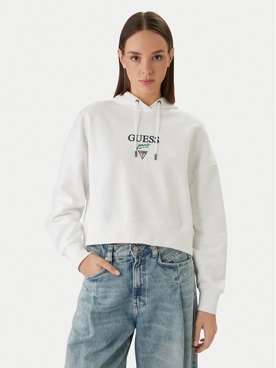 Guess Jeans Guess Jeans Džemperis W6RQ00 K68I4 Balta Relaxed Fit