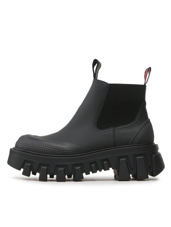 Tommy Jeans Tommy Jeans Kotníková obuv s elastickým prvkem Tjw Rubber Rain Boot EN0EN02234 Černá
