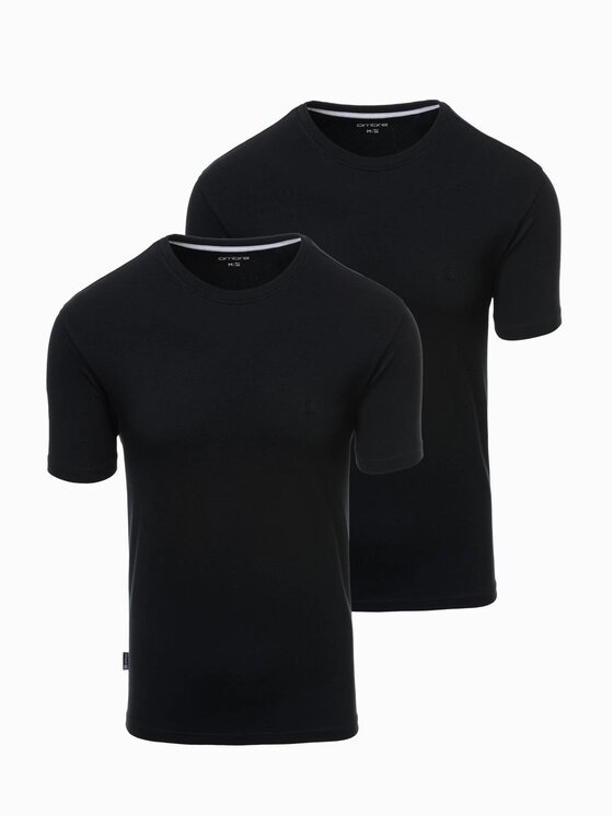 Ombre Ombre Komplet 2 t-shirtów Z101 Czarny Slim Fit
